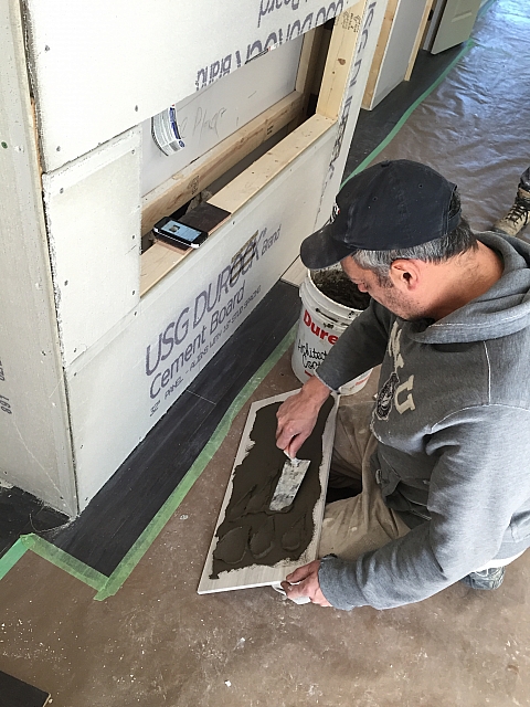 fireplace tile installation