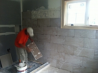 Tile Installation in Progress